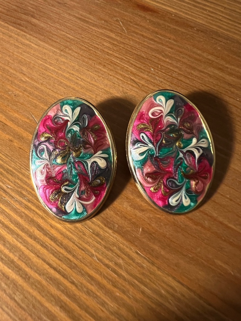 Vintage Multi Color Oval Earrings